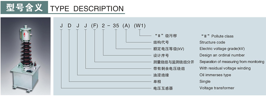 JDJJ2-35/JDJJ2-35GYW1/JDJJ2-35GYW2型電壓互感器型號(hào)說明